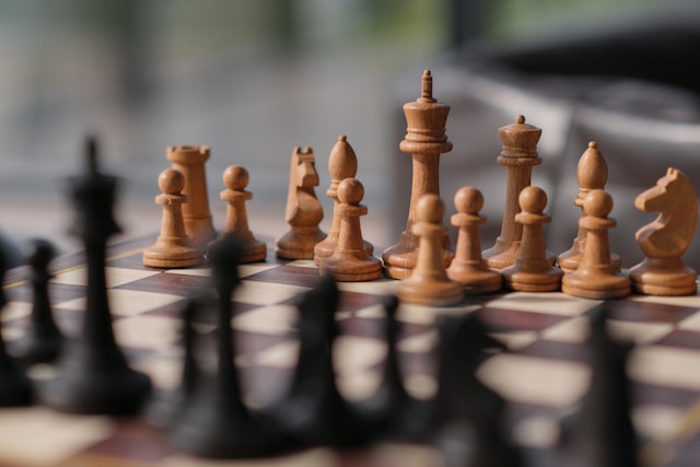Chess board with pieces